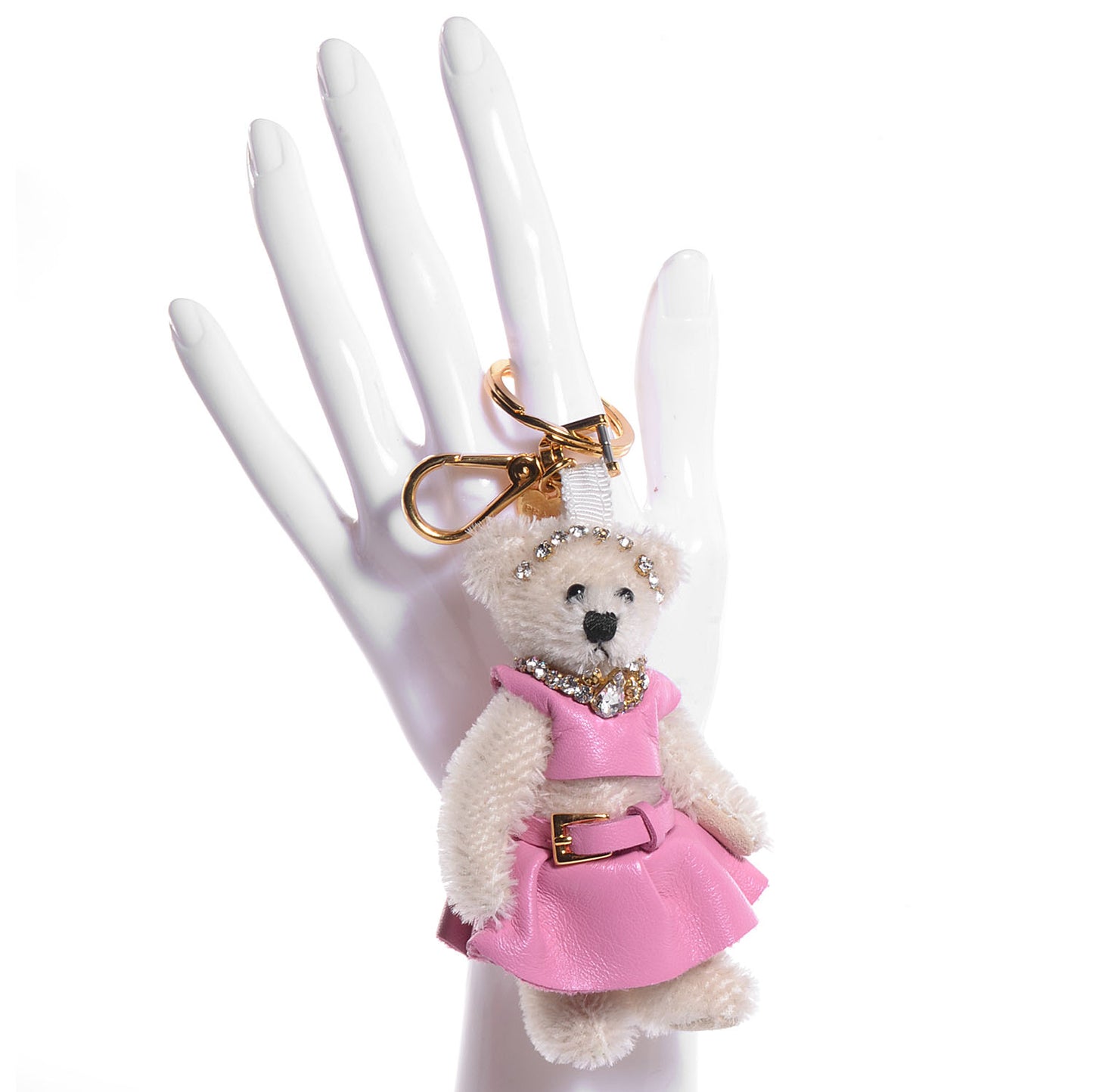 Crystal Trick Teddy Bear Keychain Charm