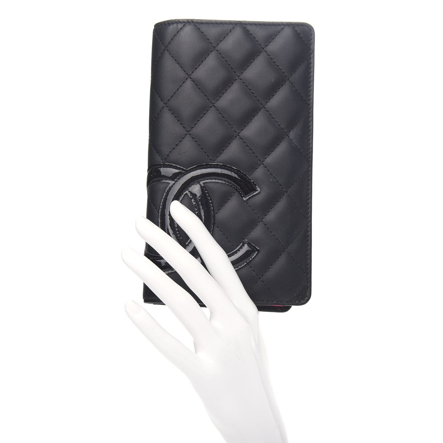 Calfskin Quilted Cambon Yen Wallet Black