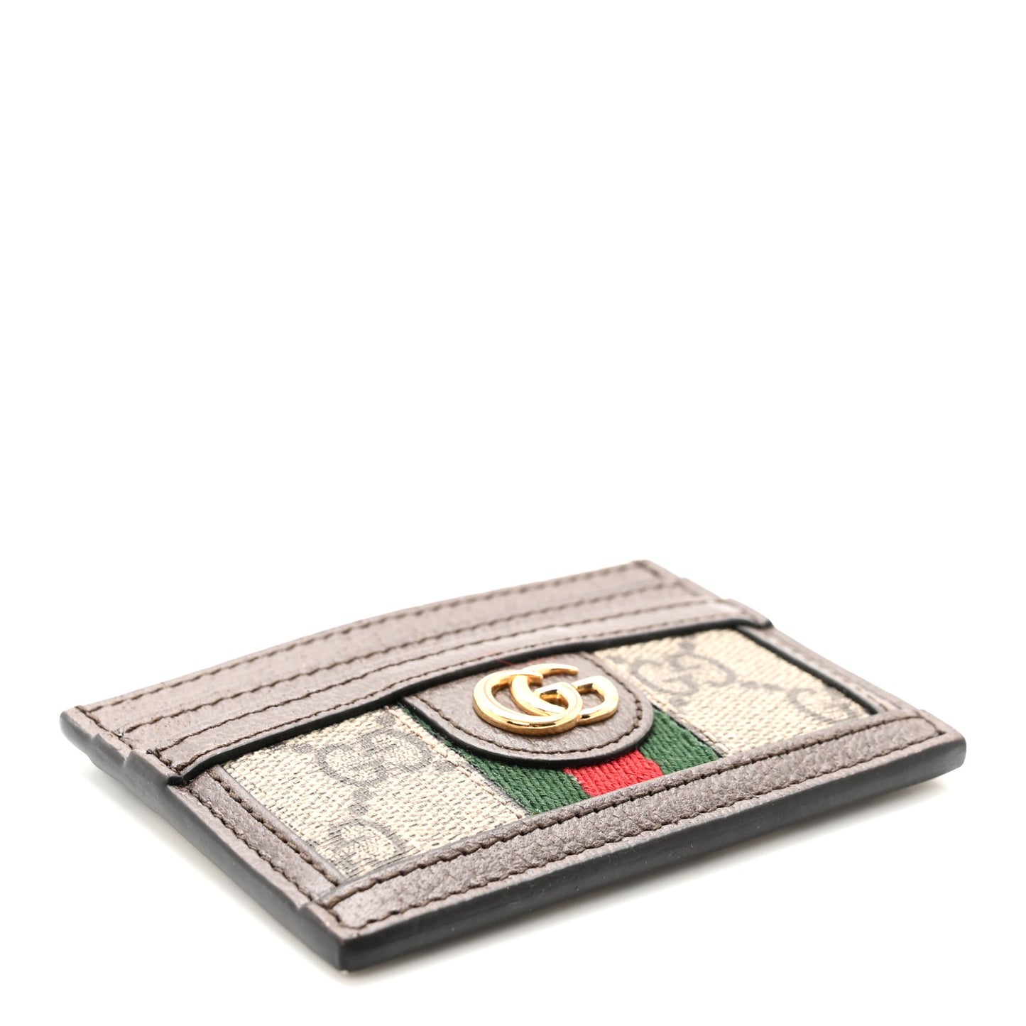 GG Supreme Monogram Textured Dollar Calfskin Ophidia Card Holder Beige Ebony New Acero