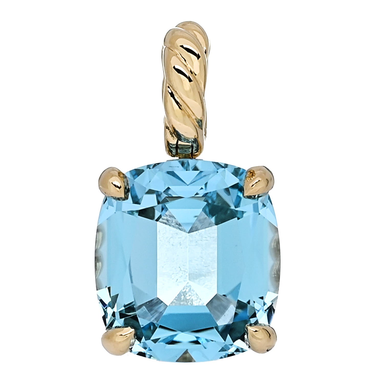 David Yurman 18K Yellow Gold Blue Topaz 12mm Marbella Pendant 1 of 5