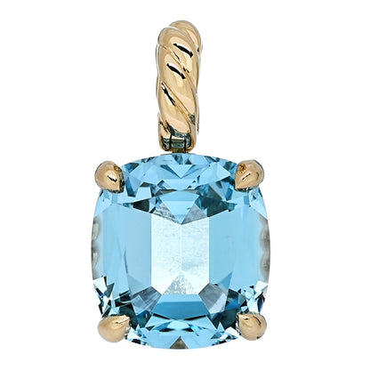 David Yurman 18K Yellow Gold Blue Topaz 12mm Marbella Pendant 1 of 5