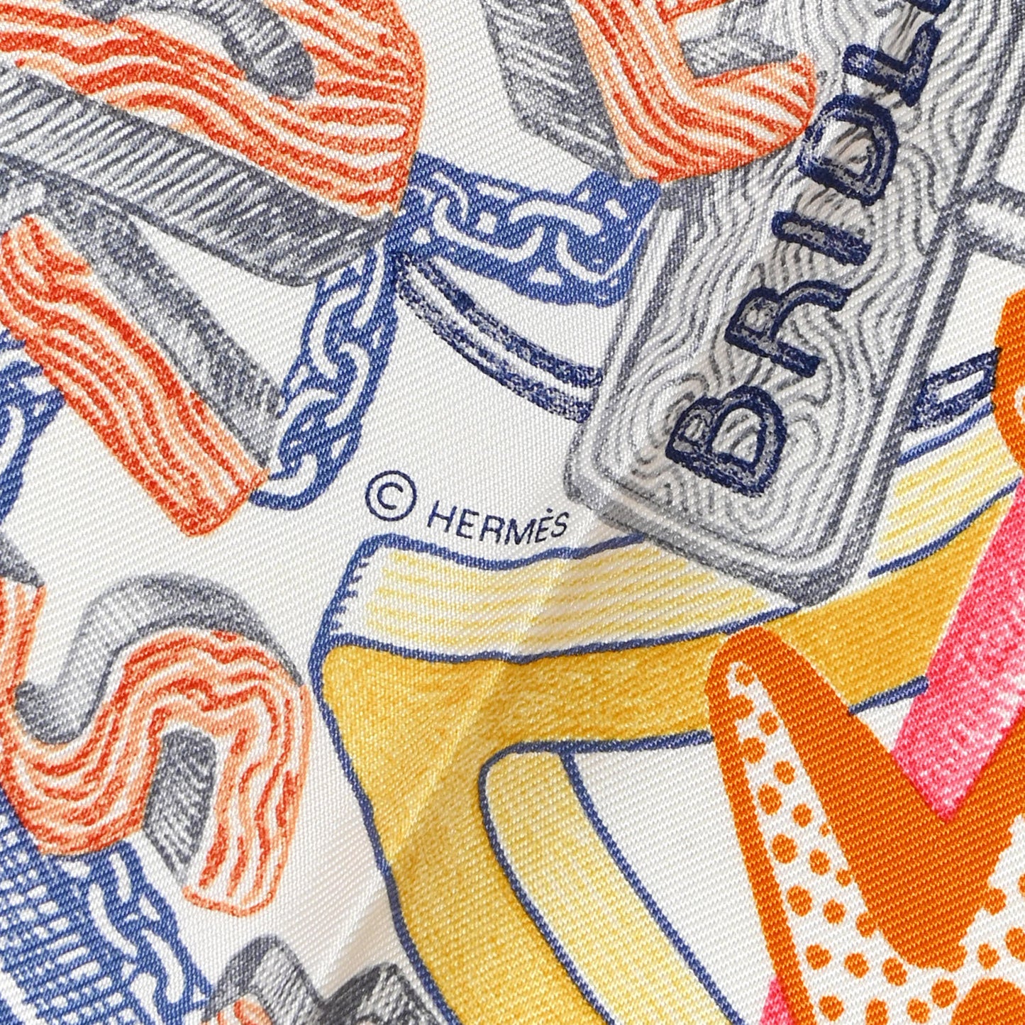 Silk Gavroche Chevaloscope Scarf 45 Neon Parme White Multicolor