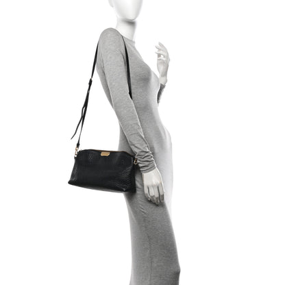 Burberry Signature Grain Calfskin Check Embossed Small Chichester Crossbody Clutch Bag Black 2 of 14