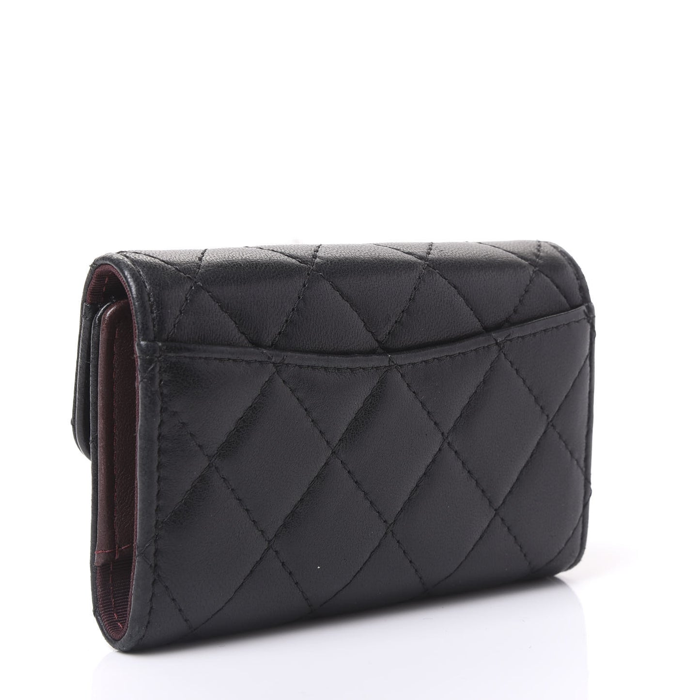 Lambskin Quilted 4 Key Holder Black