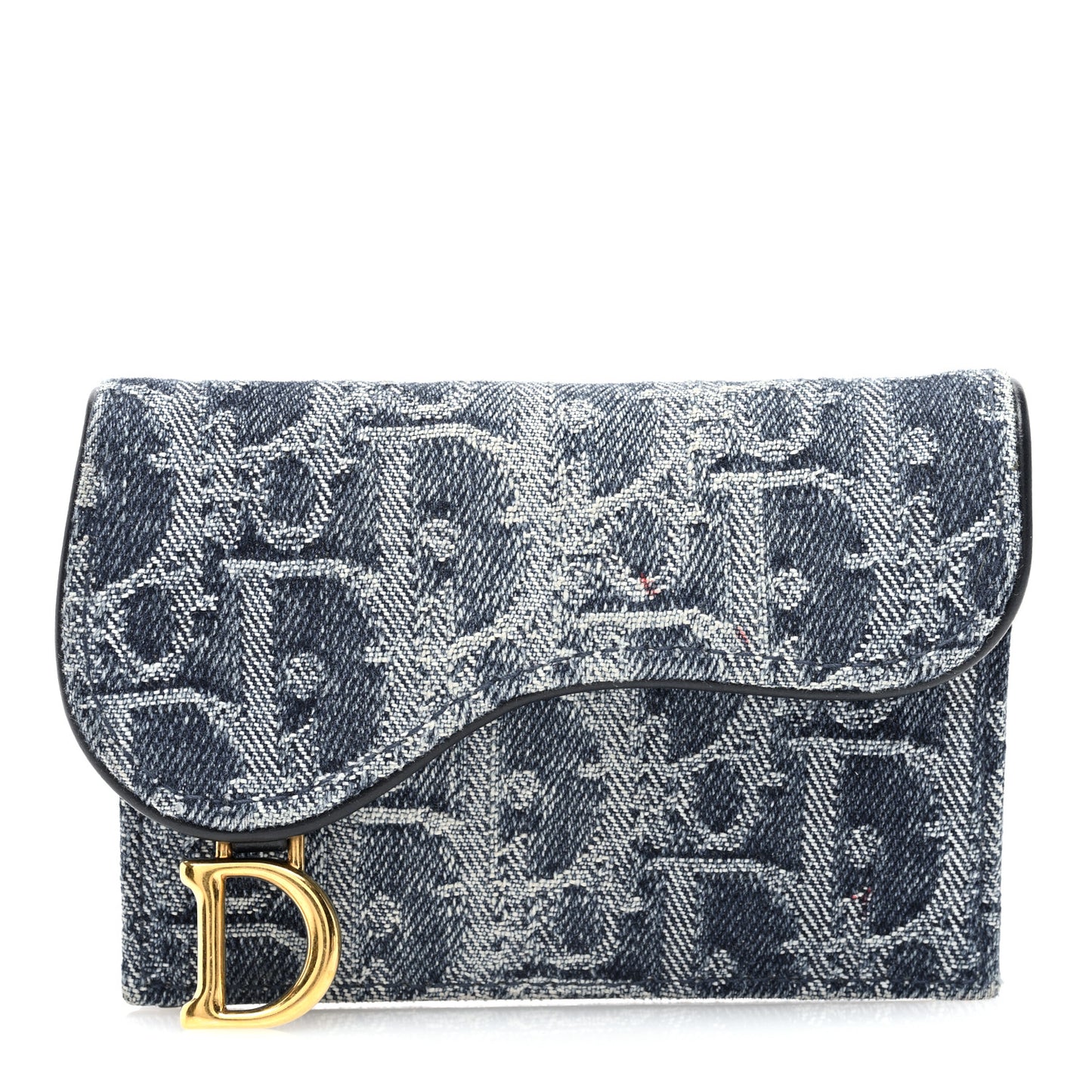 Denim Oblique Saddle Card Holder Blue