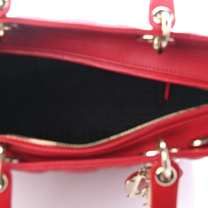 Christian Dior Lambskin Cannage Large Lady Dior Red 4 of 8