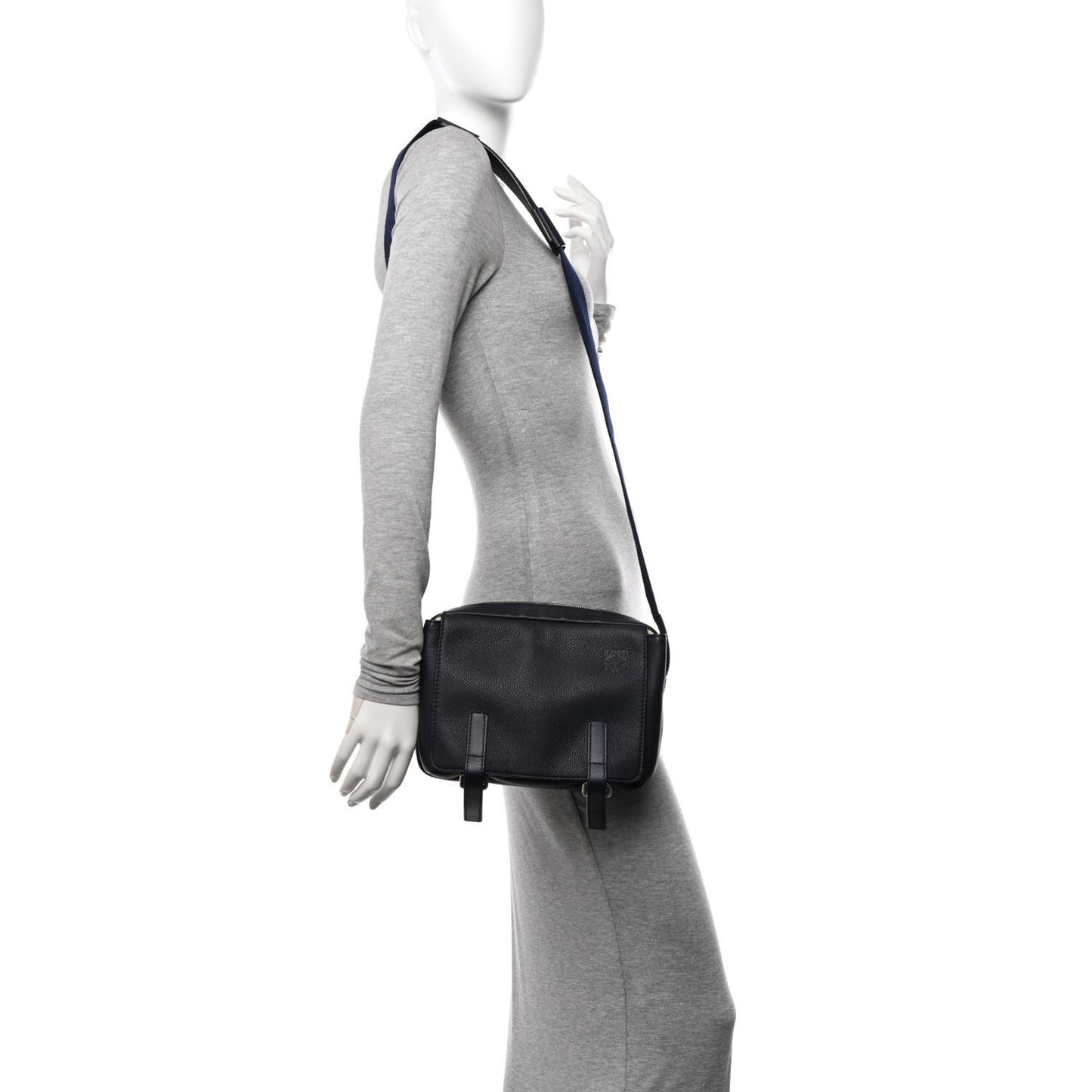 Soft Grained Calfskin XS Military Messenger Bag Navy