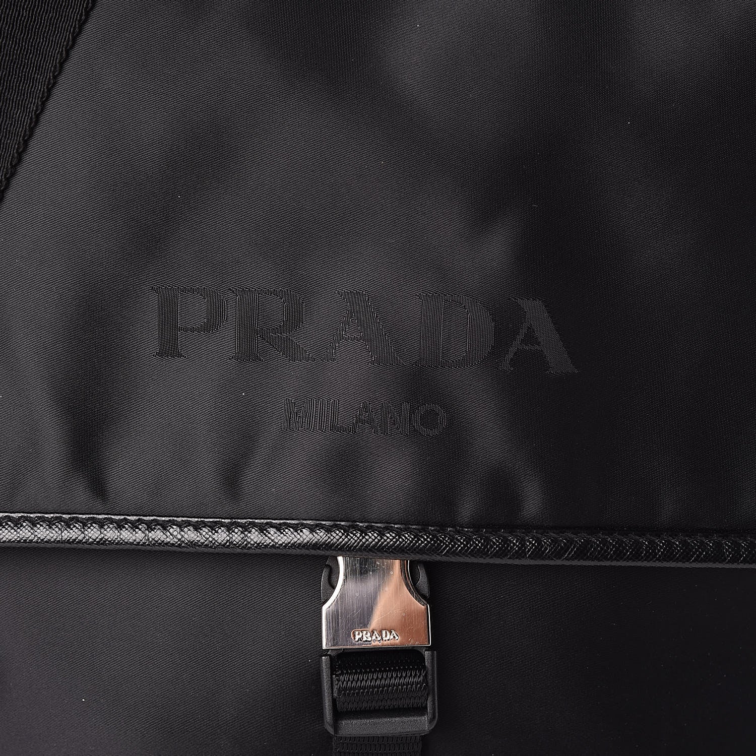 Prada Tessuto Nylon Saffiano Messenger Satchel Black 7 of 10