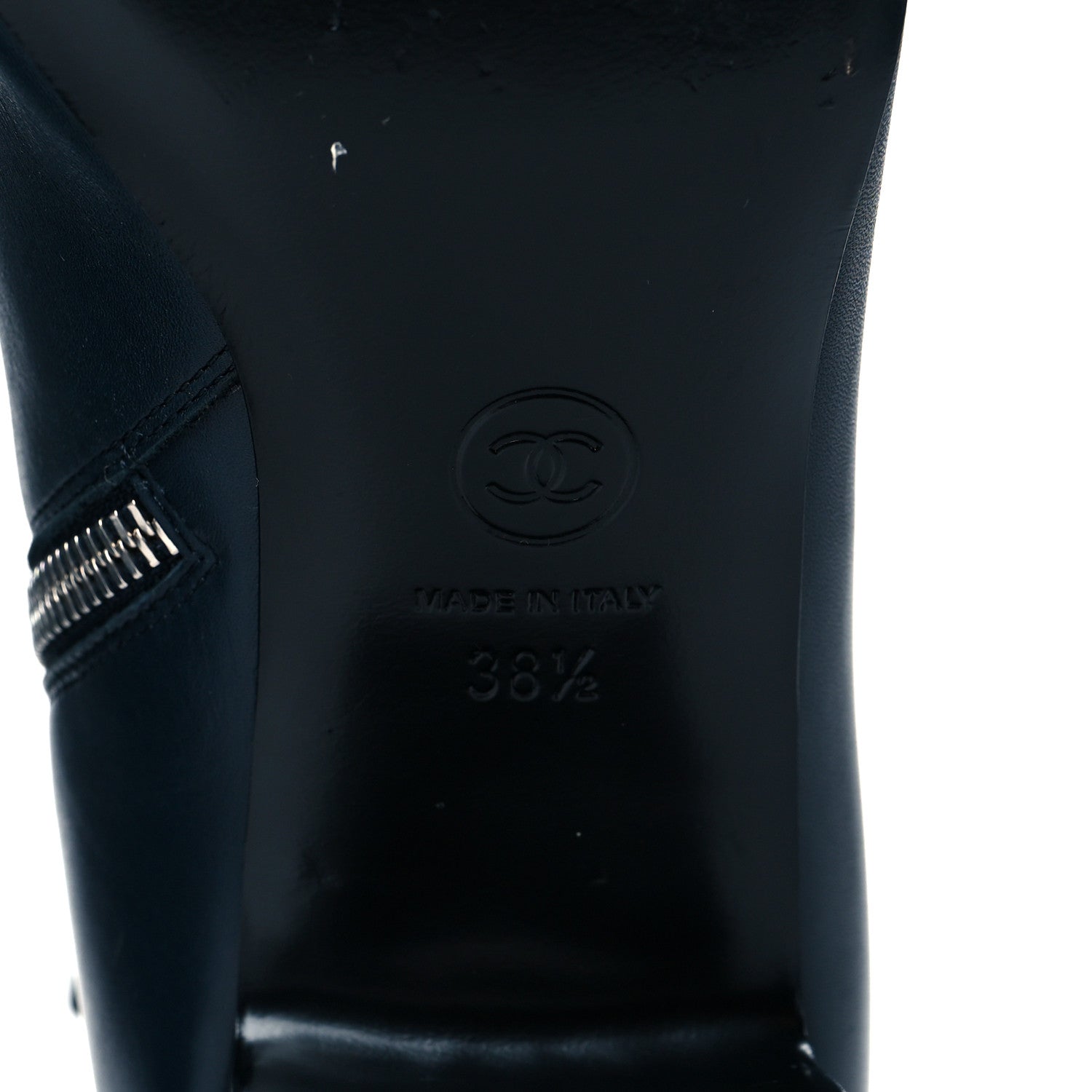 Chanel Lambskin Cap Toe Ankle Boots 38.5 Navy Black 6 of 10