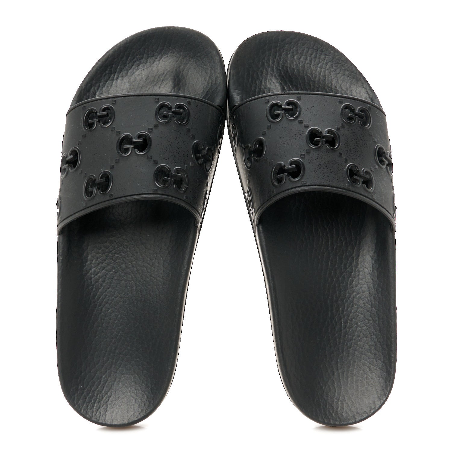 Gucci Rubber GG Monogram Perforated Womens Slide Sandals 40 Black 3 of 18