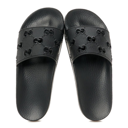 Gucci Rubber GG Monogram Perforated Womens Slide Sandals 40 Black 3 of 18