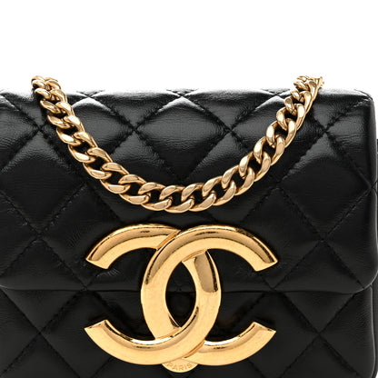 Chanel Shiny Crumpled Lambskin Quilted Mini Giant CC Flap Black 9 of 12