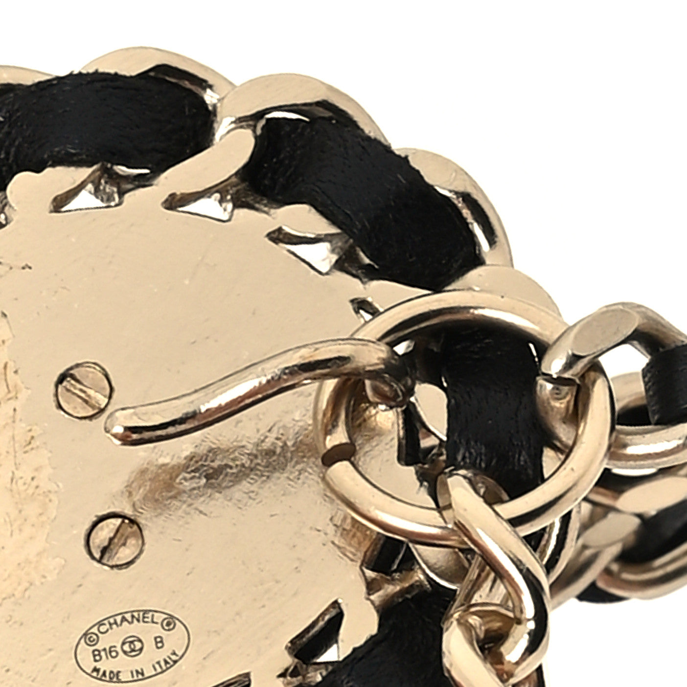Lambskin Chain CC Fancy Belt Black Gold