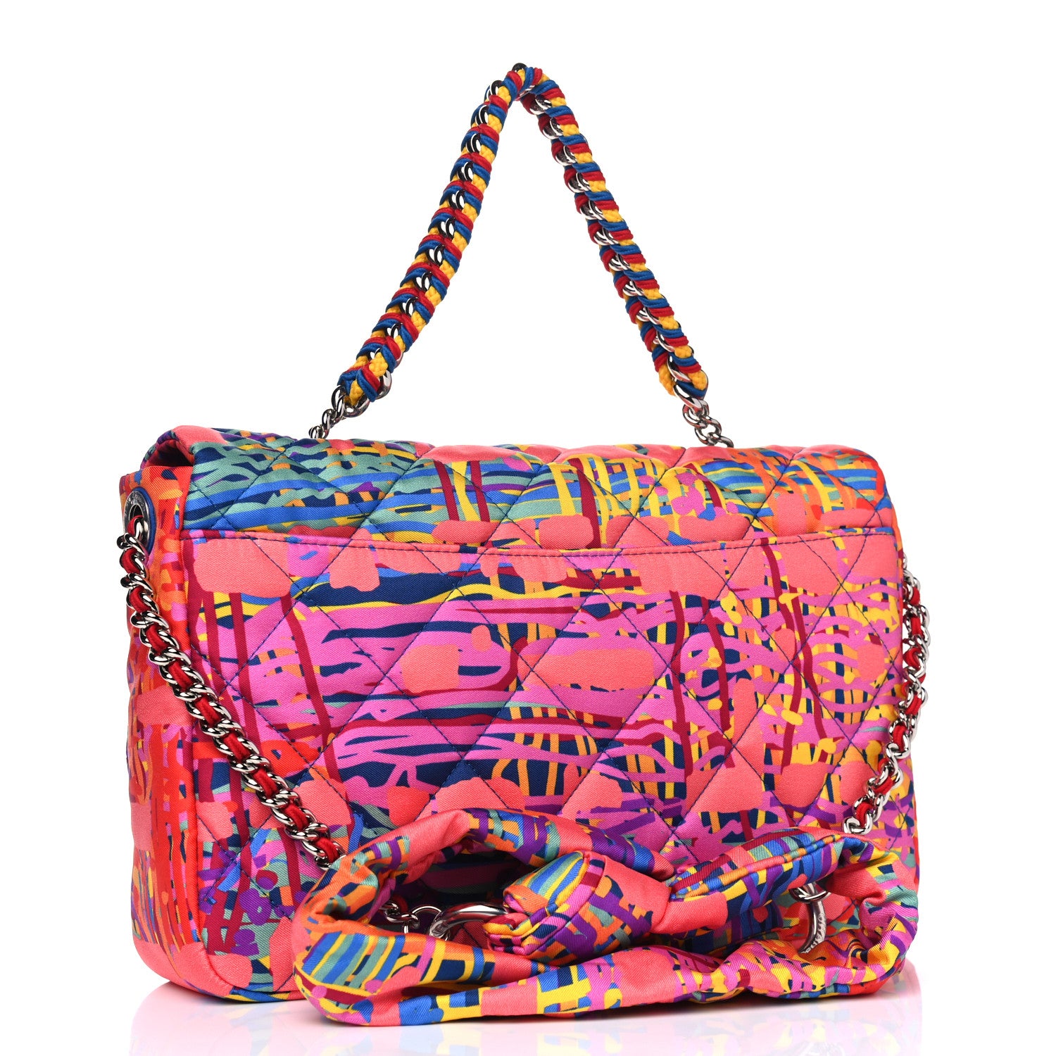 Chanel Foulard Fabric Quilted Printed Flap Pink 2 of 4