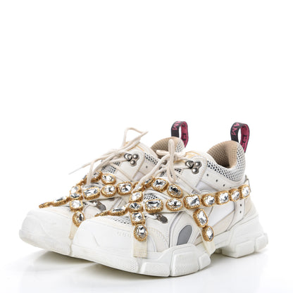 Gucci X SEGA Mesh Calfskin Suede Removable Crystals Womens Flashtrek Sneakers 38.5 Great White 3 of 11