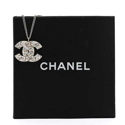 Chanel Crystal Heart CC Necklace Silver 7 of 7