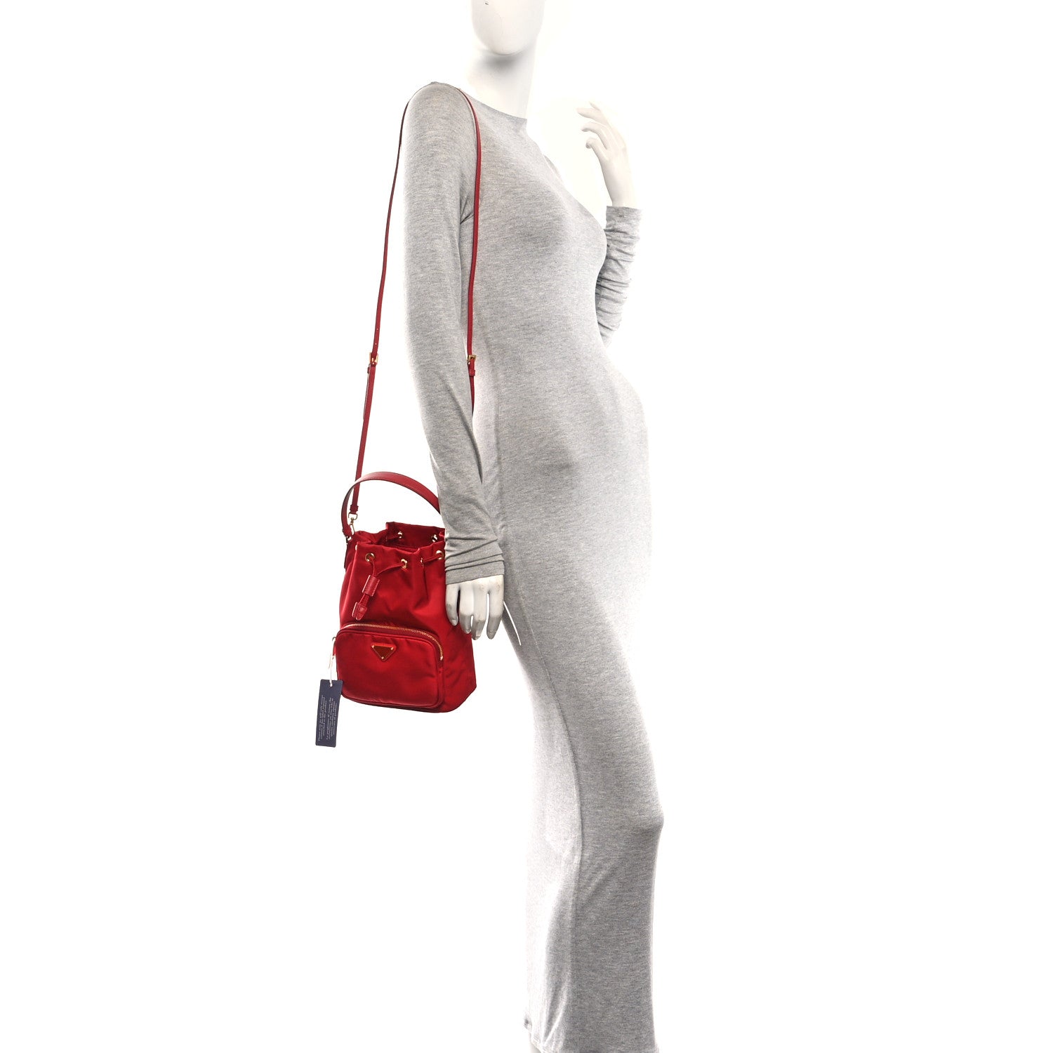 Prada Nylon Vela Saffiano Mini Bucket Crossbody Bag Fuoco 1 of 10