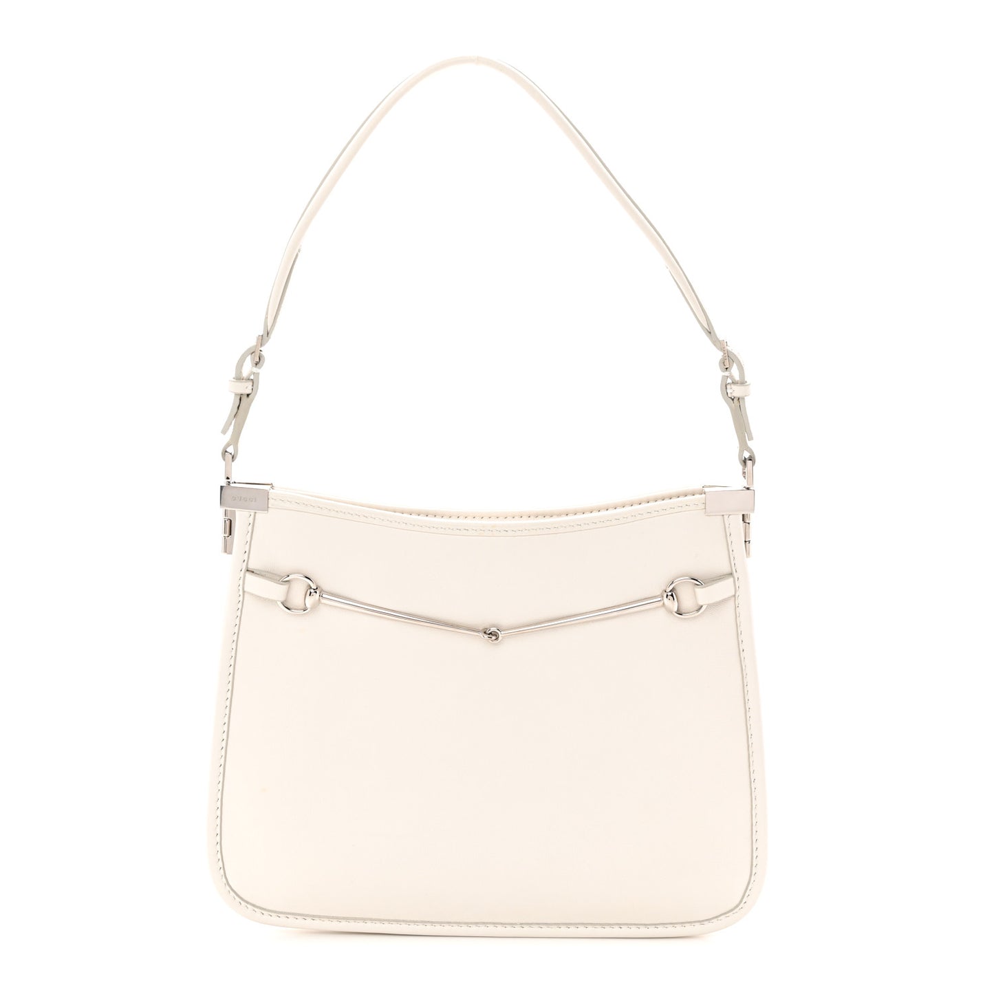 Calfskin Horsebit Slim Shoulder Bag White