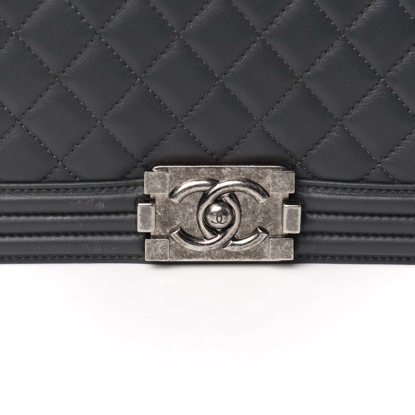 Lambskin Quilted Medium Boy Flap Dark Grey