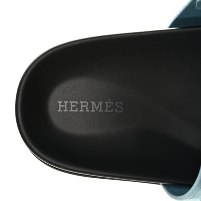 Hermes Suede Goatskin Womens Chypre Sandals 38 Bleu Mineral 7 of 8