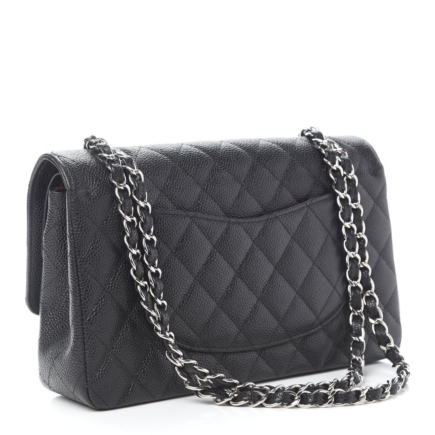 Caviar Quilted Medium Double Flap Black