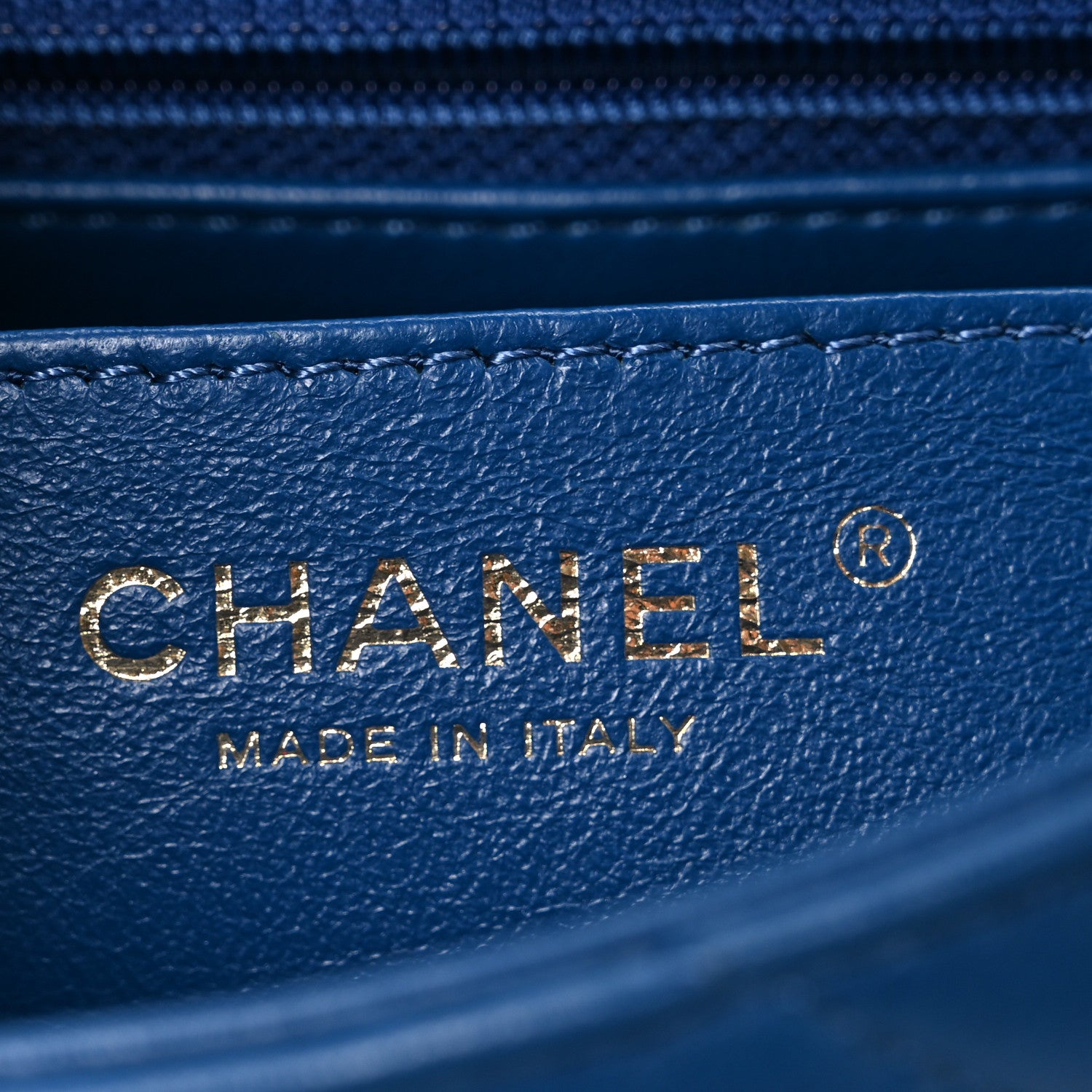 Chanel Lambskin Reverse Chevron Quilted Mini Round Top Handle Flap Blue 6 of 10