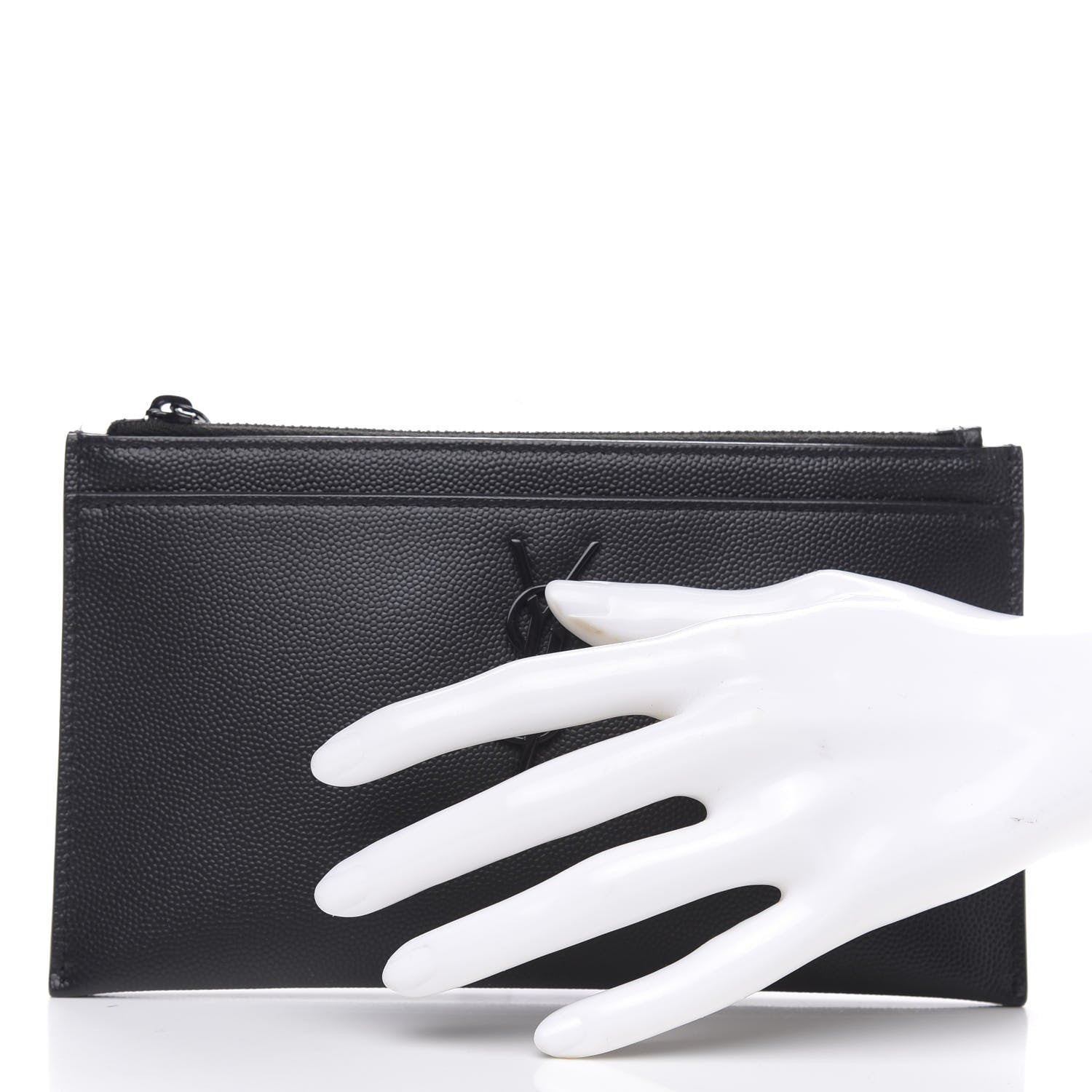 Saint Laurent Grain De Poudre Monogram Bill Pouch Black 2 of 9