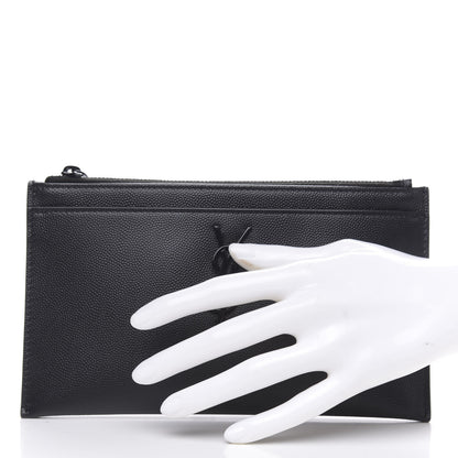 Saint Laurent Grain De Poudre Monogram Bill Pouch Black 2 of 9
