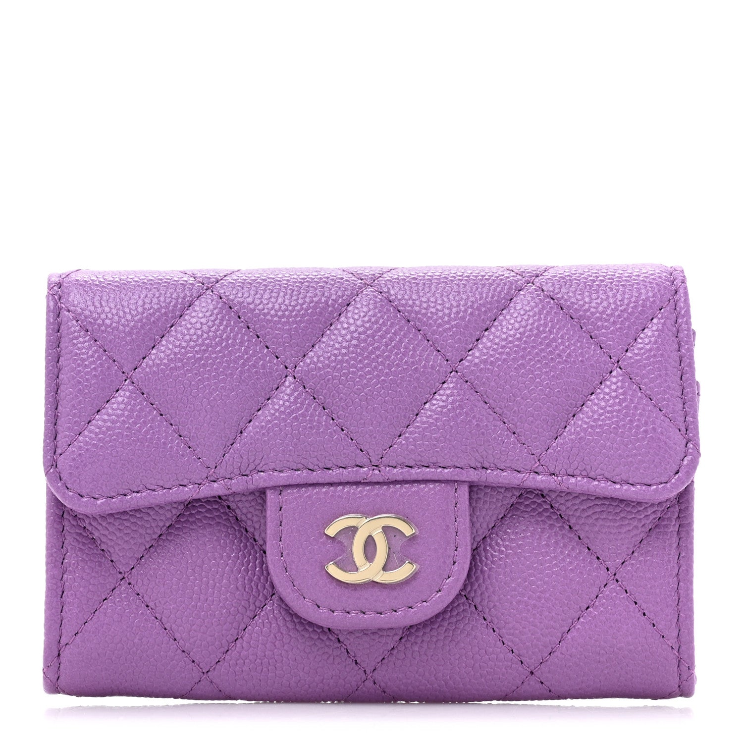 Chanel Caviar Quilted Flap Card Holder Wallet Purple 1 of 11