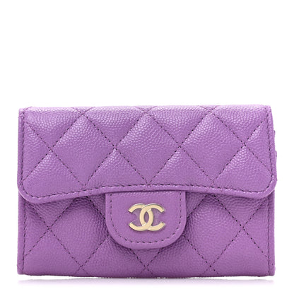 Chanel Caviar Quilted Flap Card Holder Wallet Purple 1 of 11