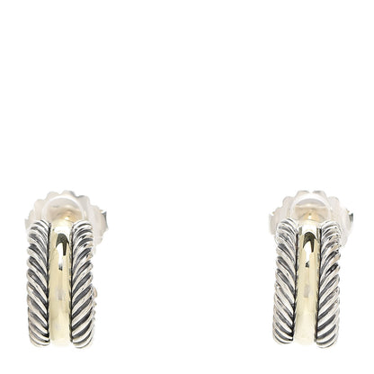 David Yurman Sterling Silver 14K Yellow Gold 16mm Cable Classics Hoop Earrings 1 of 5