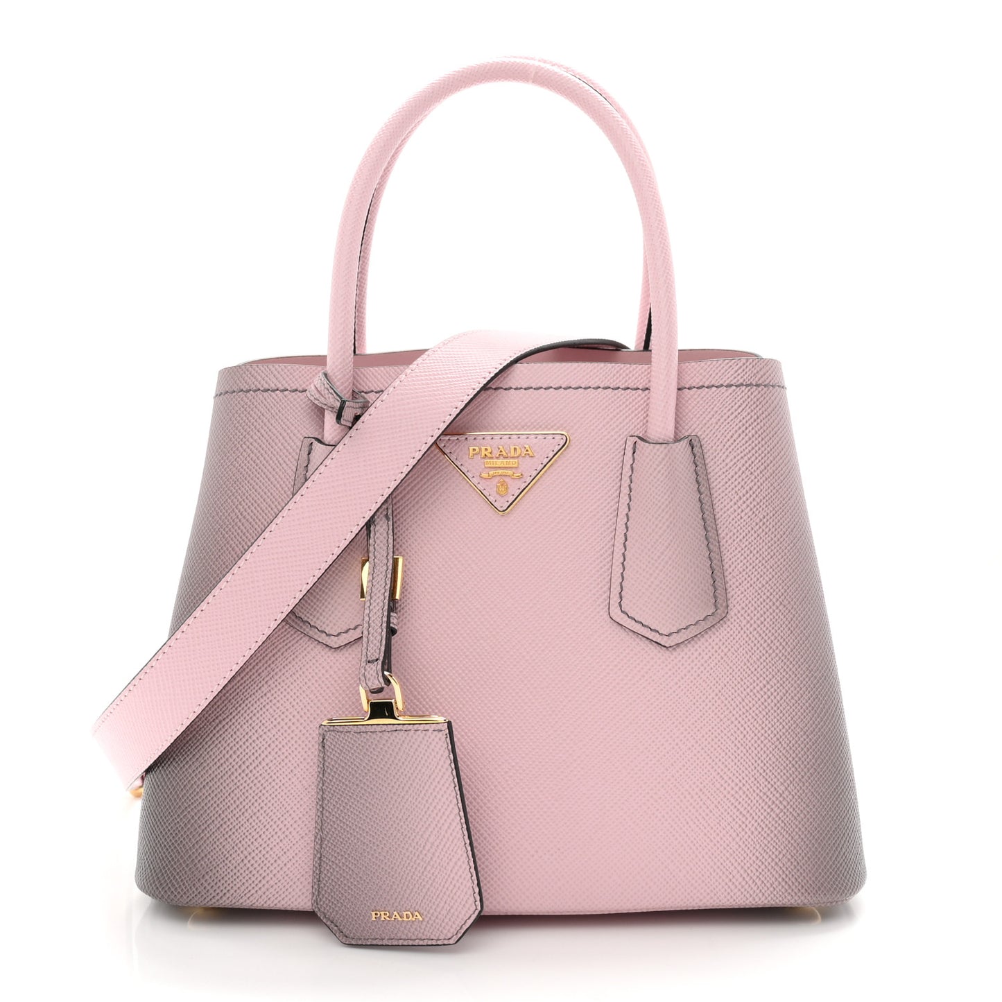 Saffiano Cuir Mini Double Bag Alabastro