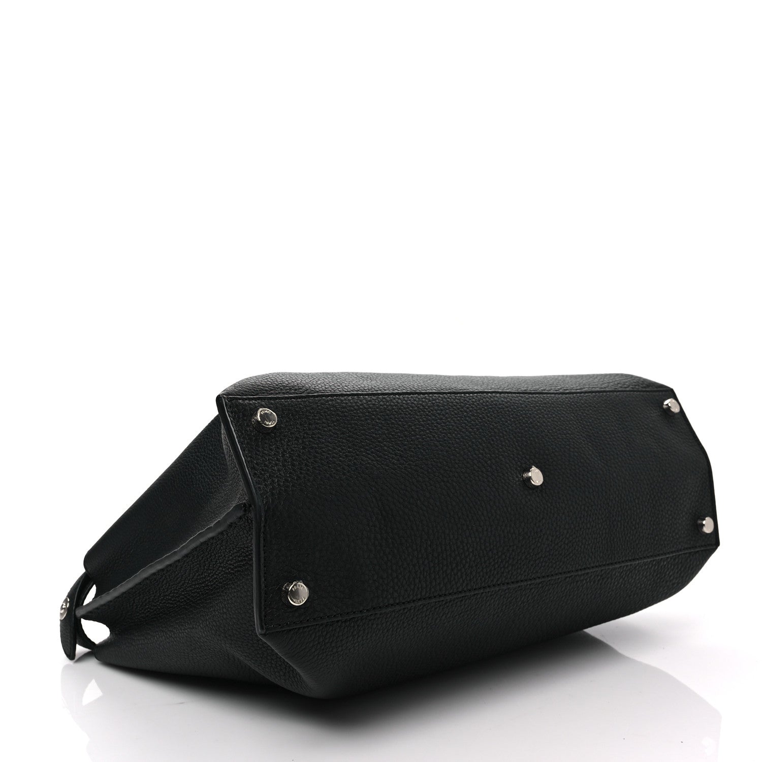 Fendi Cuoio Romano Selleria Vitello Grace Glazed Fabric FF 1974 Large Peekaboo Iconic Essential Satchel Black 4 of 7