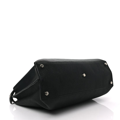 Fendi Cuoio Romano Selleria Vitello Grace Glazed Fabric FF 1974 Large Peekaboo Iconic Essential Satchel Black 4 of 7
