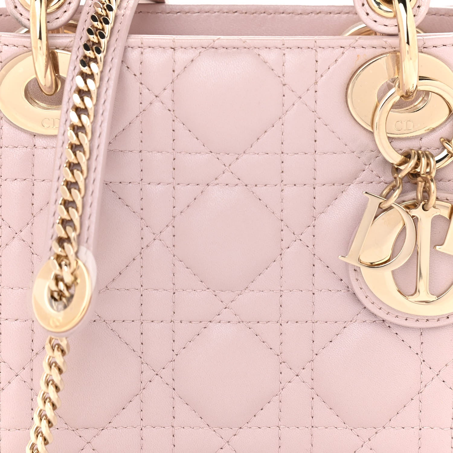Christian Dior Metallic Lambskin Cannage Mini Lady Dior Lotus 8 of 15