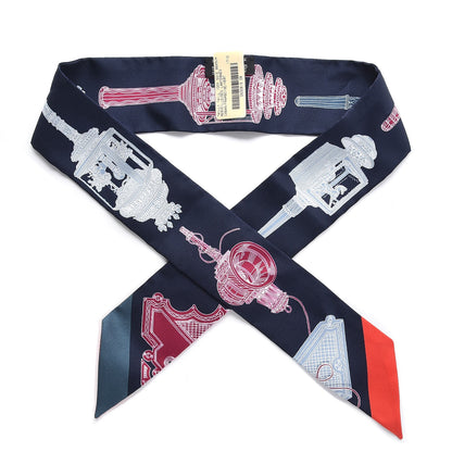 Hermes Silk Merveilleuses Lanternes Twilly Caban Framboise Vert 1 of 4