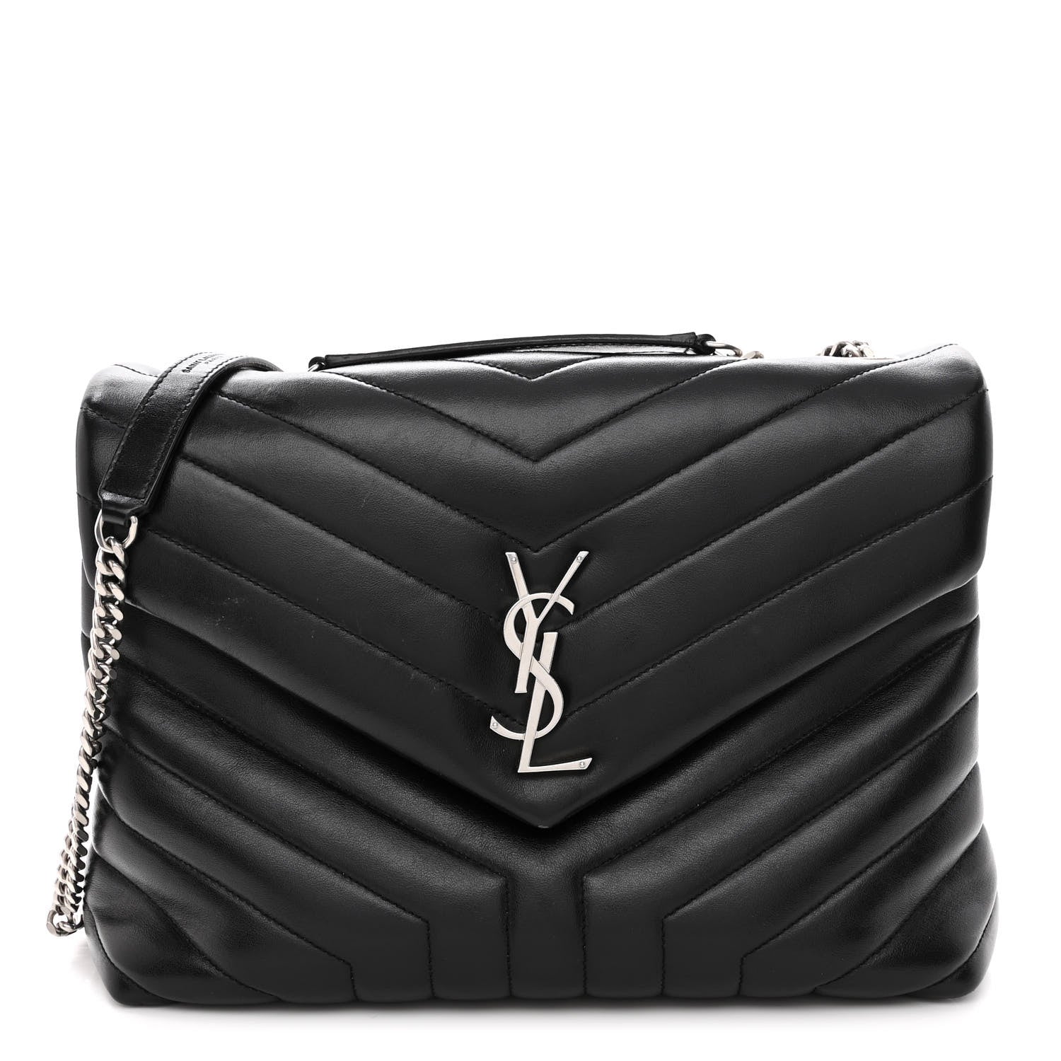 Saint Laurent Calfskin Y Quilted Monogram Medium Loulou Chain Satchel Black 1 of 12