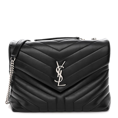 Saint Laurent Calfskin Y Quilted Monogram Medium Loulou Chain Satchel Black 1 of 12