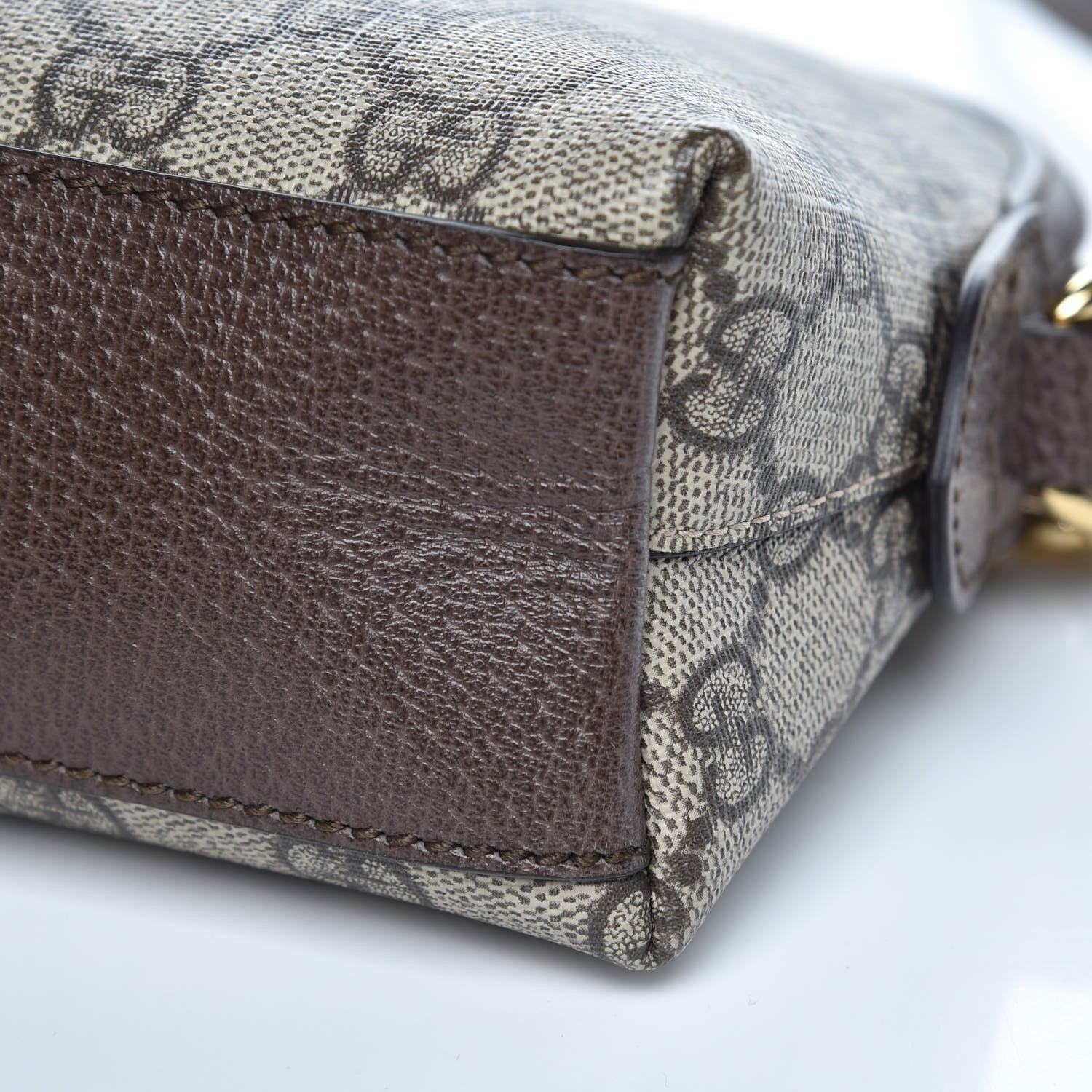 Gucci GG Supreme Monogram Textured Dollar Calfskin Web Small Ophidia Dome Shoulder Bag Beige Ebony New Acero 8 of 10
