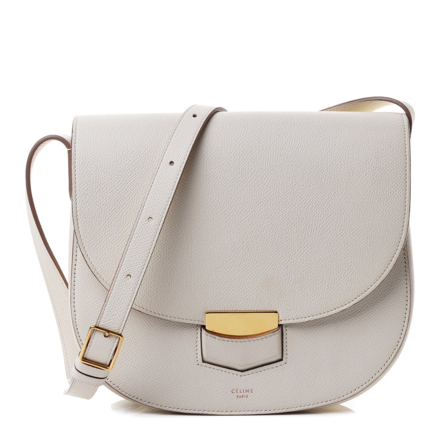 Grained Calfskin Small Trotteur White