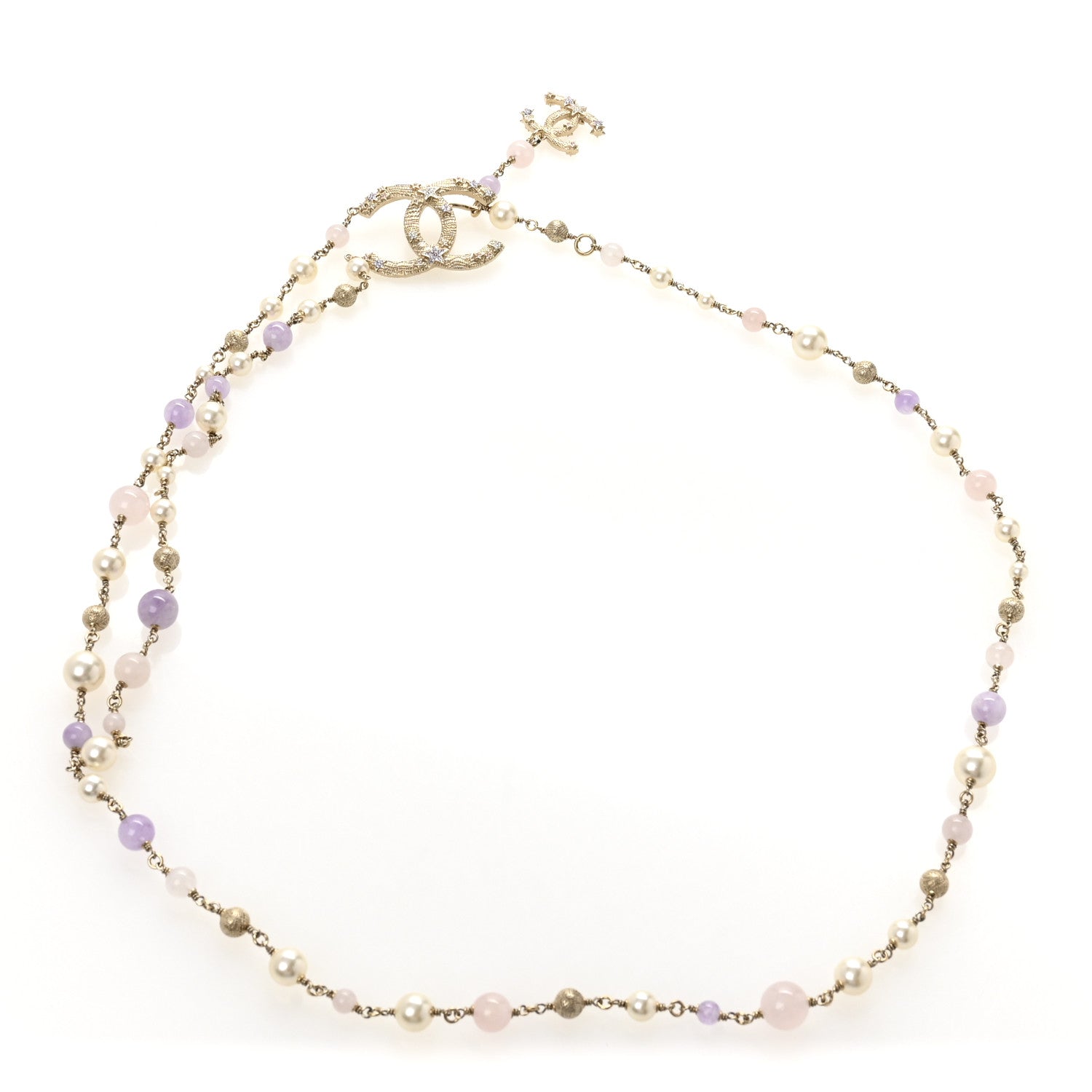 Chanel Pearl Bead Crystal Star Chain CC Belt Gold Purple Gold Purple 2 of 4