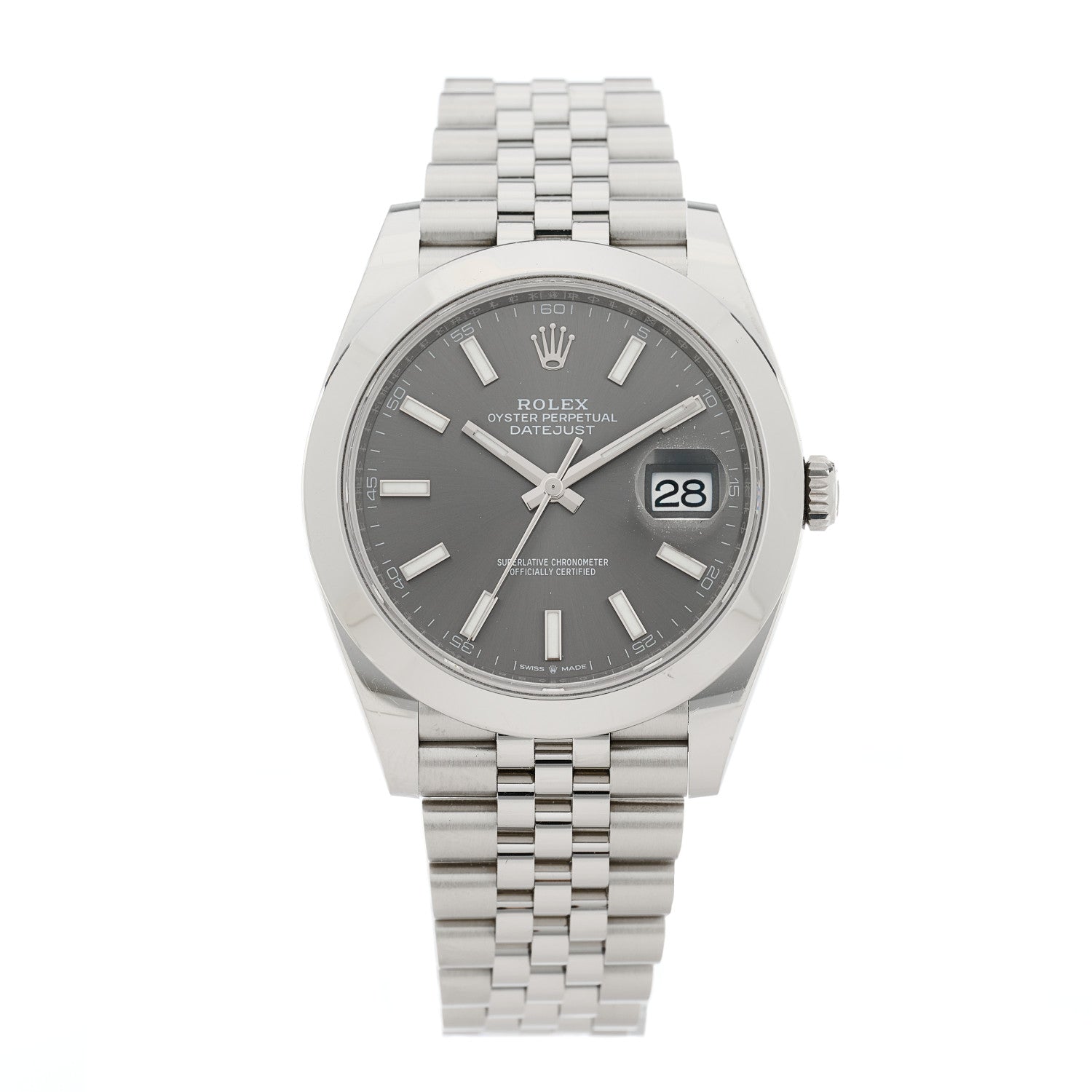 Rolex Stainless Steel 41mm Oyster Perpetual Datejust Watch Slate 126300 1 of 5
