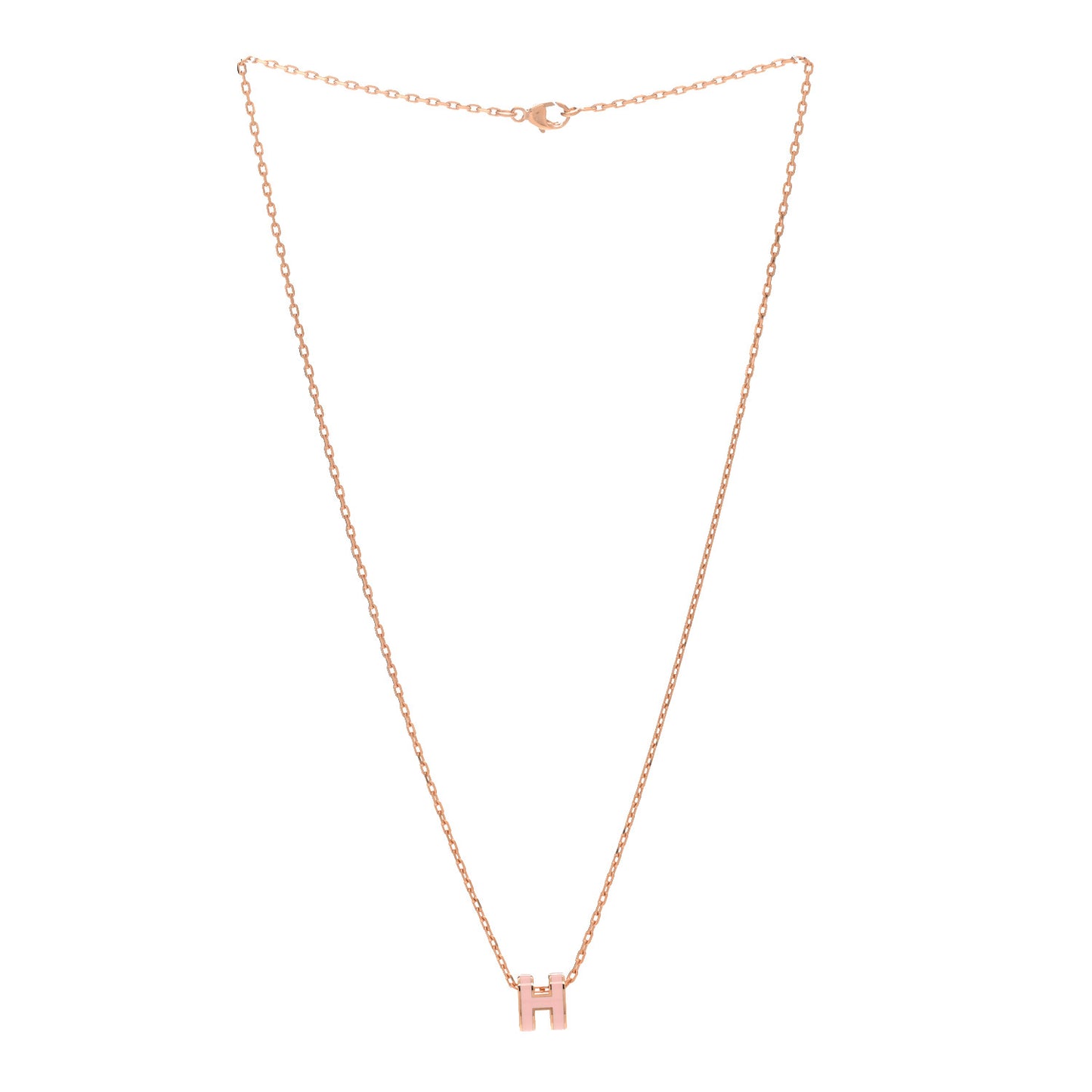 Lacquered Rose Gold Mini Pop H Pendant Necklace Rose Dragee