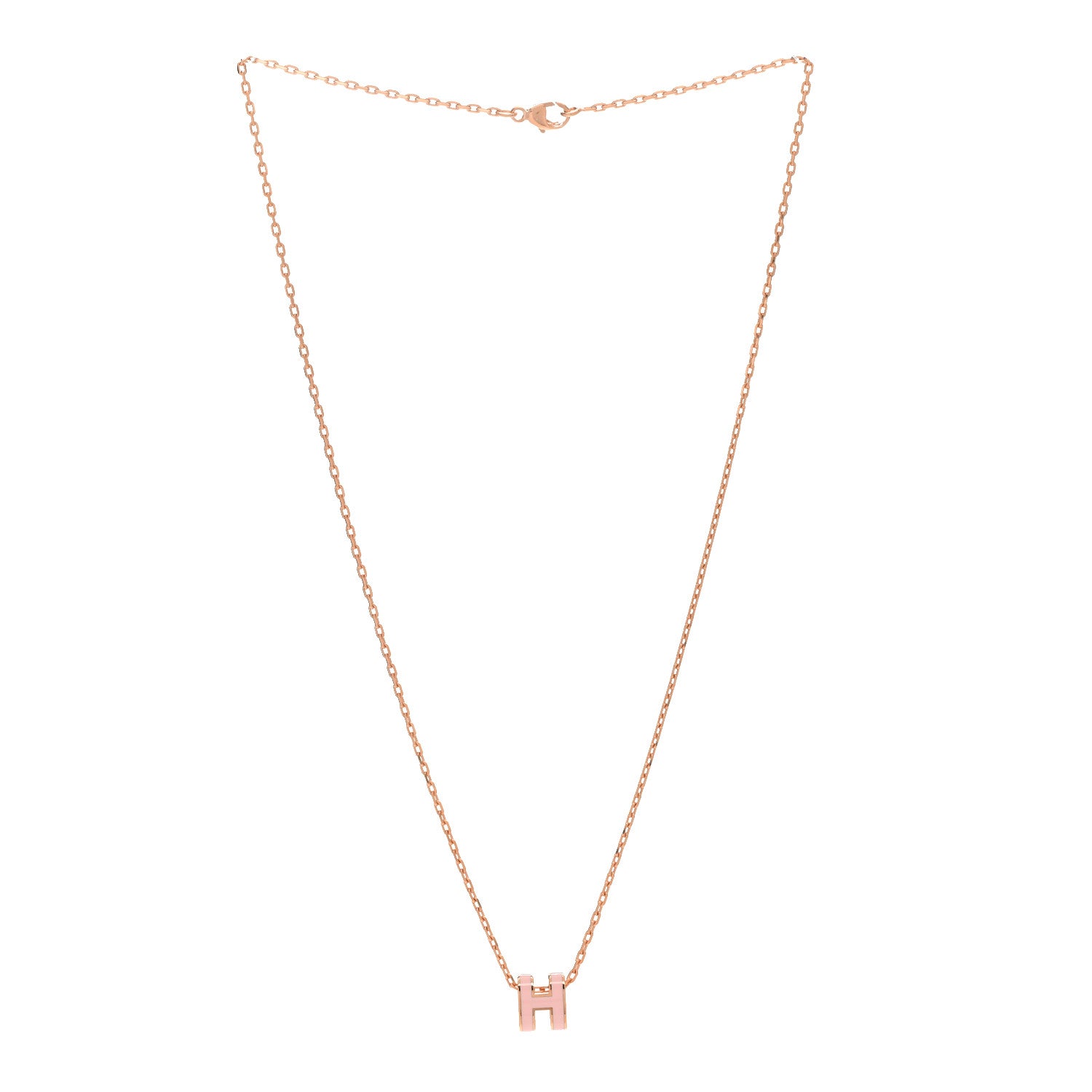 Hermes Lacquered Rose Gold Mini Pop H Pendant Necklace Rose Dragee 3 of 7