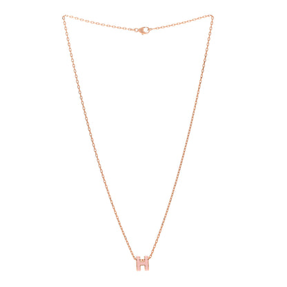 Hermes Lacquered Rose Gold Mini Pop H Pendant Necklace Rose Dragee 3 of 7