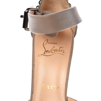 Christian Louboutin Suede Watersnake Studded Luxura 140 Platform Pumps 36.5 Peonia Silver 6 of 9
