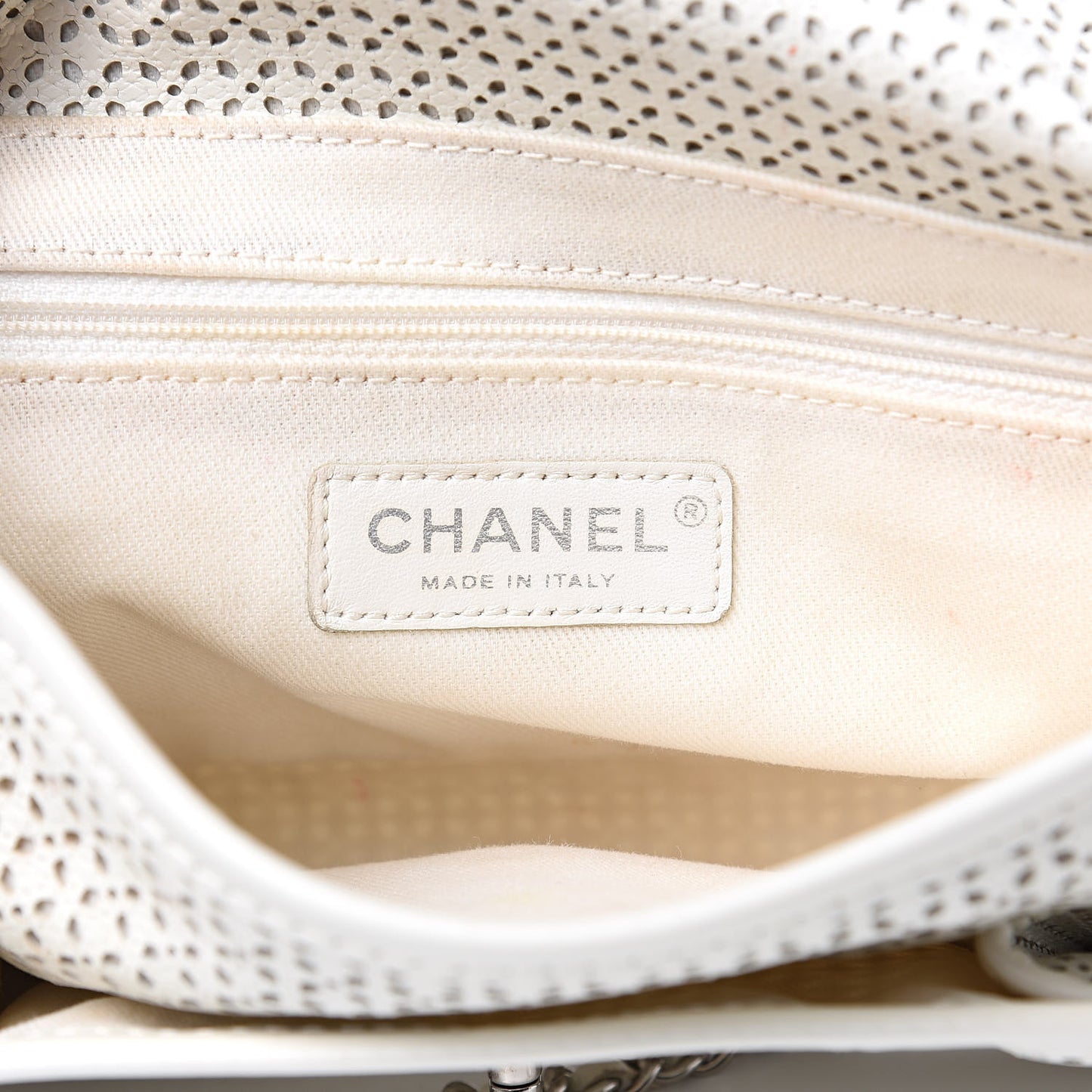 Perforated Calfskin Small Up In The Air Flap Ivory