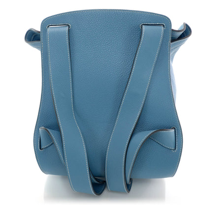 Hermes Clemence Sherpa Backpack Blue Jean 3 of 7