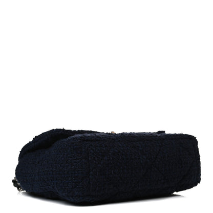 Chanel Tweed Quilted Large Chanel 19 Flap Navy Blue 3 of 16