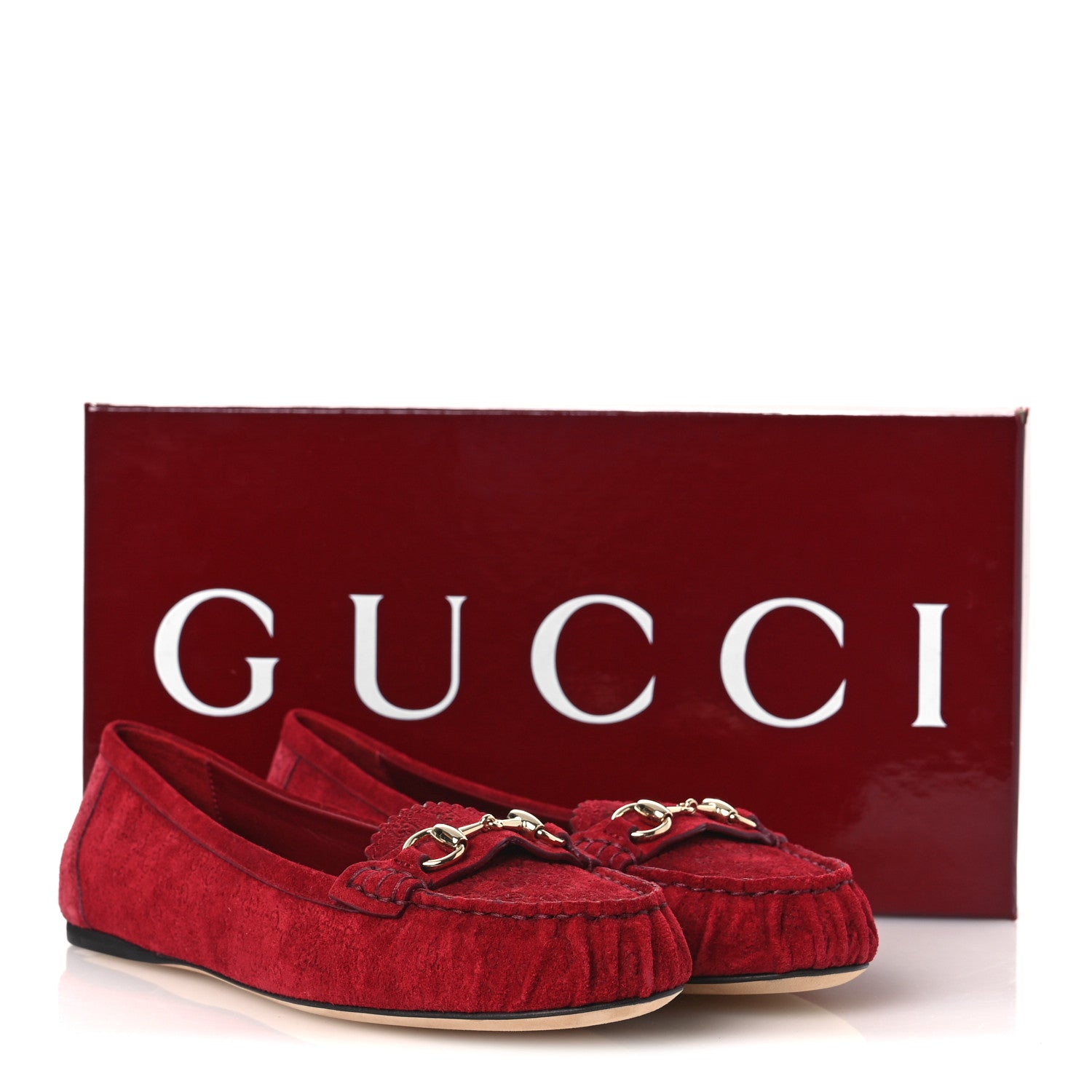Gucci Suede Micro GG Horsebit Womens Kensington Moccasin Loafers 37  Rosso Ancora 11 of 11